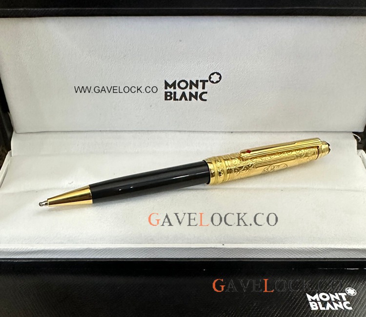 2023 New Mont Blanc 80 Days Classique Ballpoint Pen Gold Black Gift